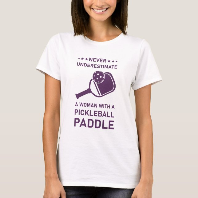Woman with Pickleball Paddle T-Shirt (Front)