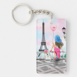  Woman with Pink Balloon In Paris Keychain Gift