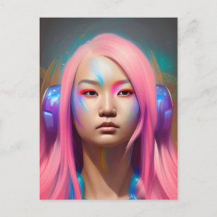 Woman With Pink Hair Postcard