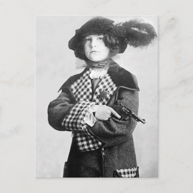 Woman with Pistol, 1910 Postcard (Front)