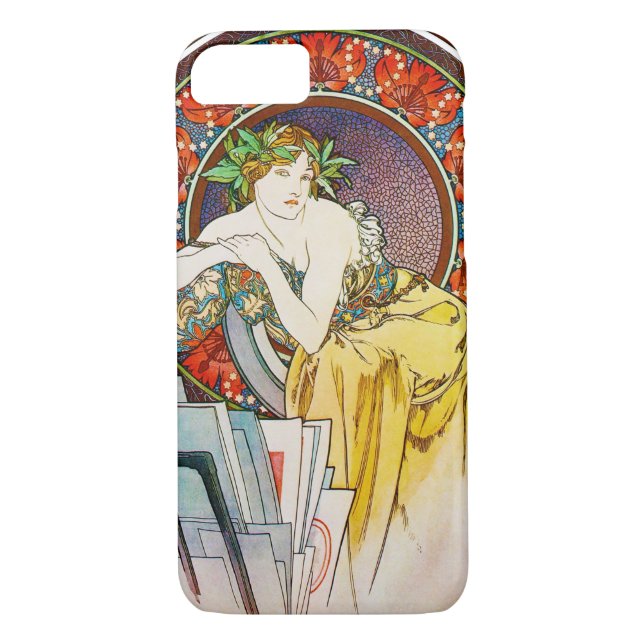 Woman with Poppy, Mucha Case-Mate iPhone Case (Back)