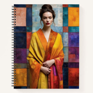 Woman With Quilt And Robe Notebook