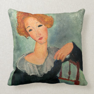 Woman with Red Hair, 1917 by Amedeo Modigliani Throw Pillow