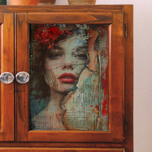 Woman with Red Lips Decoupage Tissue Paper