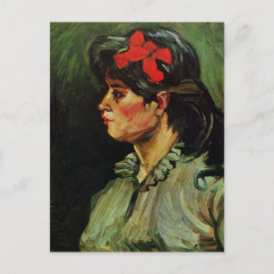 Woman with Red Ribbon Portrait by Vincent van Gogh Postcard