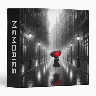 Woman With Red Umbrella In The Rain Binder