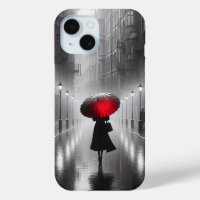 Woman With Red Umbrella In The Rain