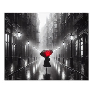 Woman With Red Umbrella Photo Print