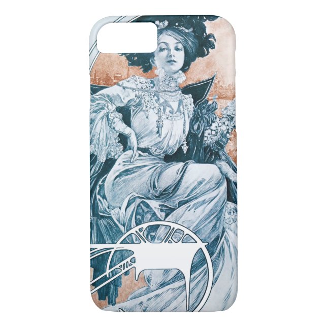 Woman with Rose, Mucha Case-Mate iPhone Case (Back)