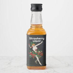 WOMAN WITH STRAWBERRIES Art Nouveau Liquor Bottle Label