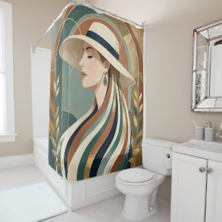 Woman with sunhat art deco