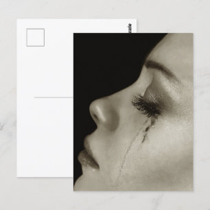 Woman with tears postcard