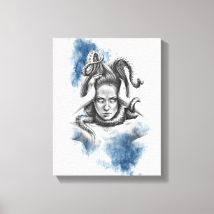 Woman with tentacles in hair fantasy surreal art canvas print