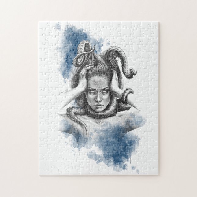 Woman with tentacles in hair fantasy surreal art jigsaw puzzle (Vertical)