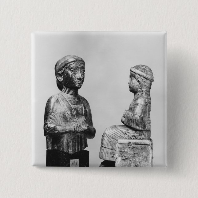 Woman with the shawl 2 inch square button (Front)