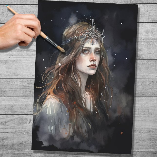 Woman with Tiara Watercolor 1 Decoupage Paper (Creator Uploaded)