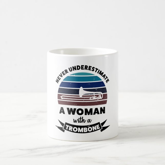 Woman with Trombone Funny Gift Mom Coffee Mug (Center)