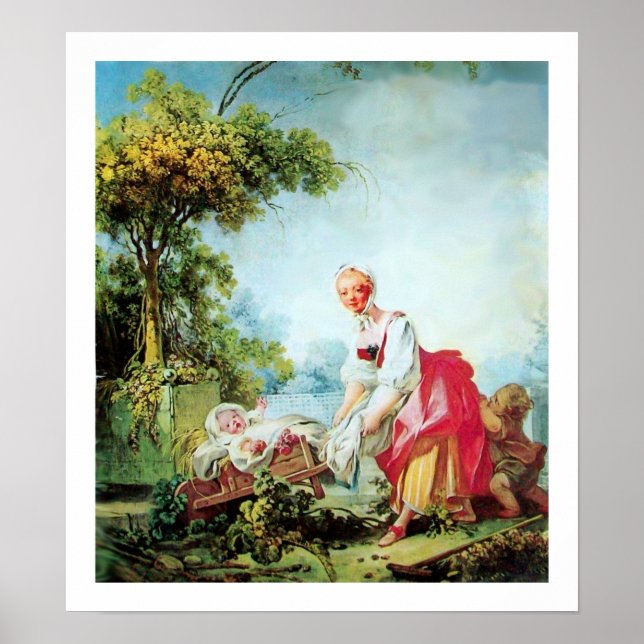 WOMAN WITH TWO CHILDREN Premium Canvas Poster (Front)