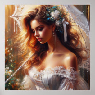 Woman with Umbrella Poster