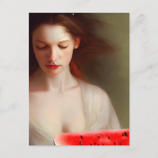 Woman With Watermelon Postcard (Front)
