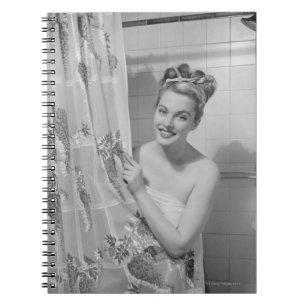 Woman Wrapped Up Notebook