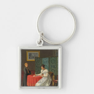 Woman Writing a Letter Keychain