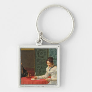 Woman Writing a Letter Keychain
