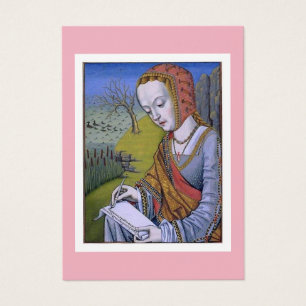 Woman writing a letter Medieval illustration