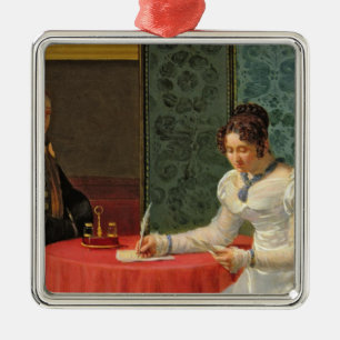 Woman Writing a Letter Metal Ornament