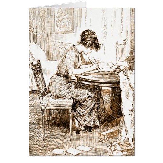 Woman Writing Letters 1911 Card