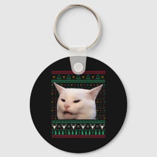 Woman Yelling At A Cat Ugly X-mas Sweaters Funny M Keychain