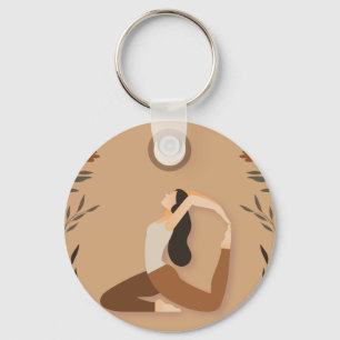 Woman yoga pose moon spiritual witchy keychain