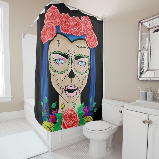 Woman Zombie Halloween, roses crown cinco de mayo  (In Situ)