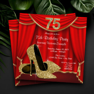 Womans 75th Birthday Invitation
