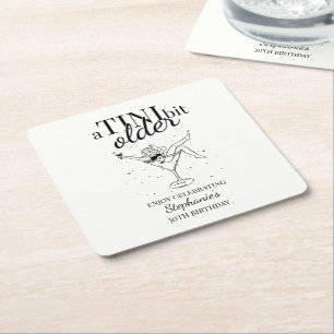Woman's A Tini Bit Older Martini 30th Birthday Square Paper Coaster