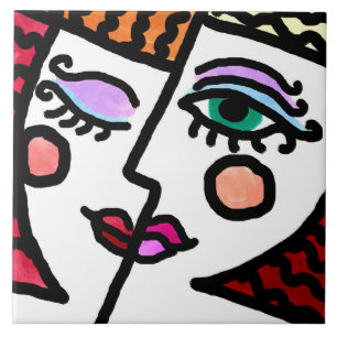 Woman's Abstract Face Tile