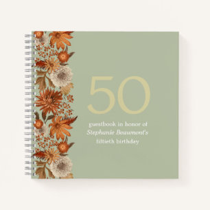 Woman's Autumn Flower Surprise 50th Birthday Notebook