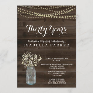 Woman's Birthday Invitation   Rustic Babys Breath