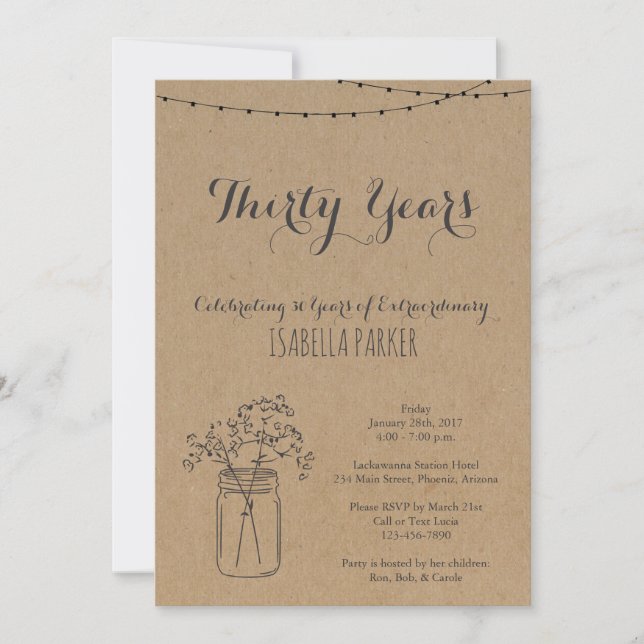 Woman's Birthday Invitation | Rustic Kraft Paper (Front)