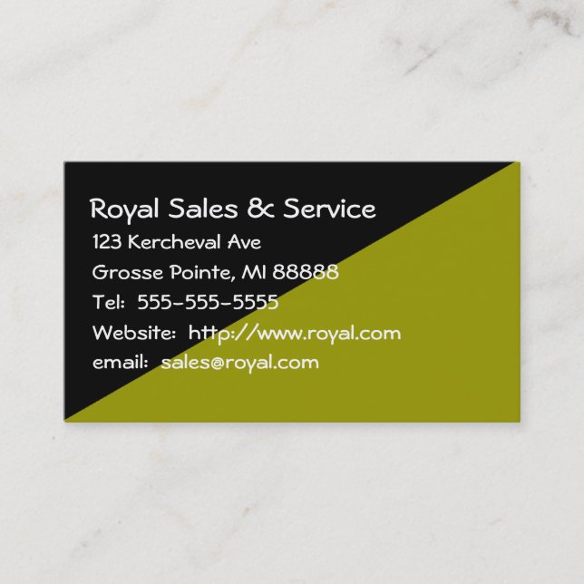 Woman's Black and Green Business Card (Front)