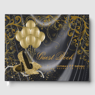 Womans Black Gold Anniversaire de fête Livre d'inv