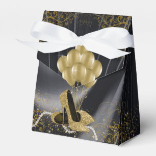 Womans Black Gold Birthday Party Favour Box