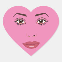 Womans Brown eyes red lipstick heart Face Art