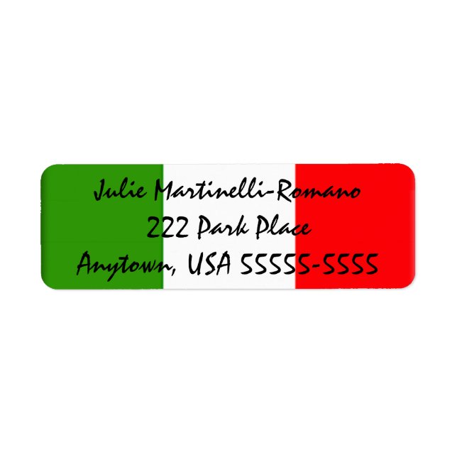 Woman's Classic Italian Flag Return Address Label (Front)