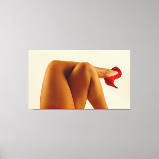 Woman's Crossed Bare Legs with Red High Heels Canvas Print