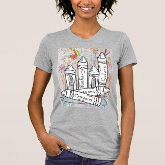 womans drawing colouring shirt