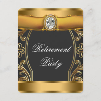Womans Elegant Black and Gold Retirement Party Invitation