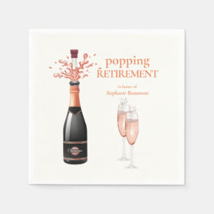 Woman's Elegant Popping Champagne Retirement Napkin