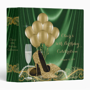 Womans Emerald Green Gold Birthday Party Photo  Binder