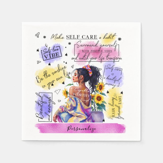 Woman's Empowerment Inspire Positive Affirmation Napkin (Front)